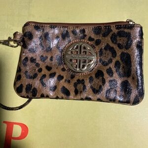 KATE LANDRY cheetah wristlet clutch bag